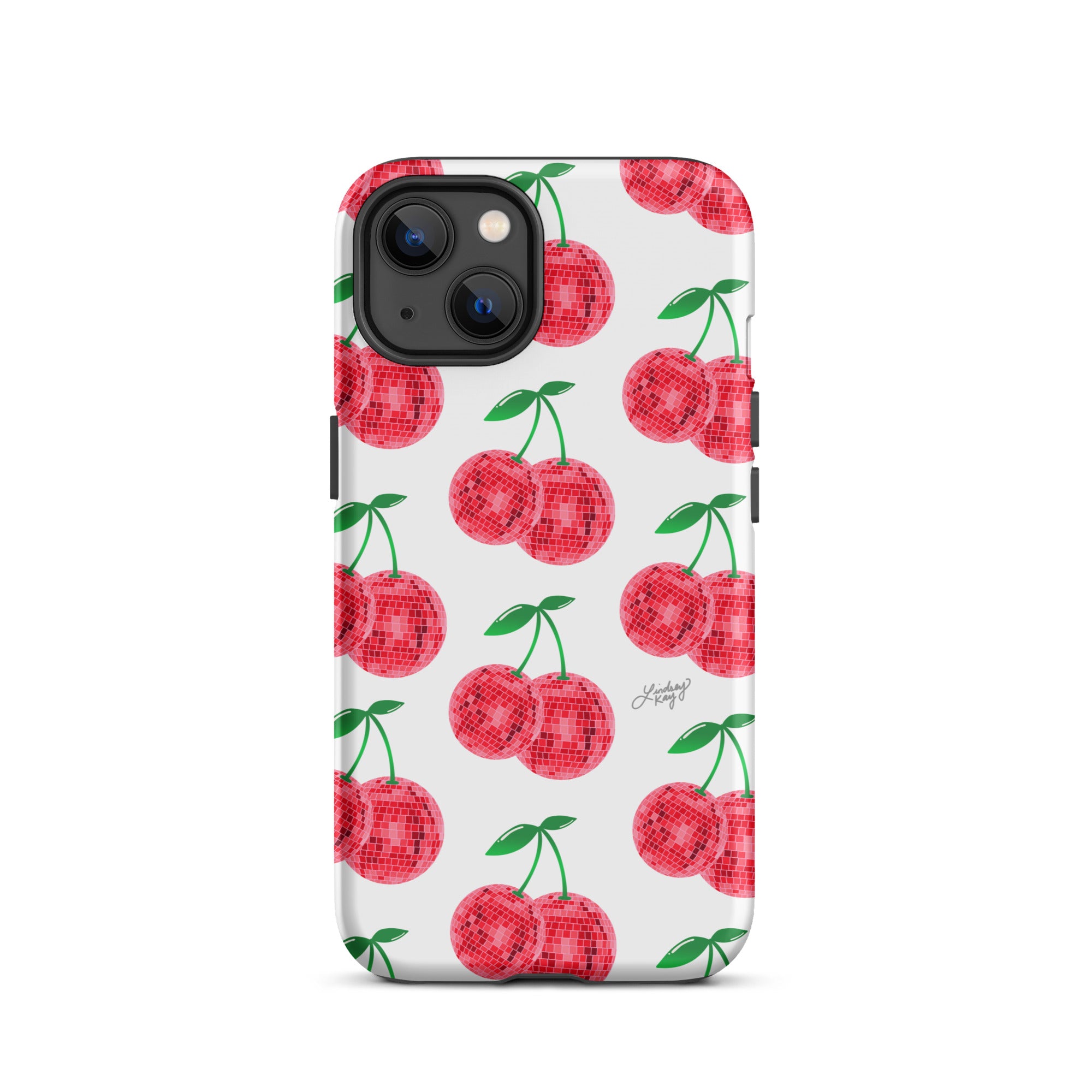 Patrón de cerezas disco rojas - Funda resistente para iPhone®
